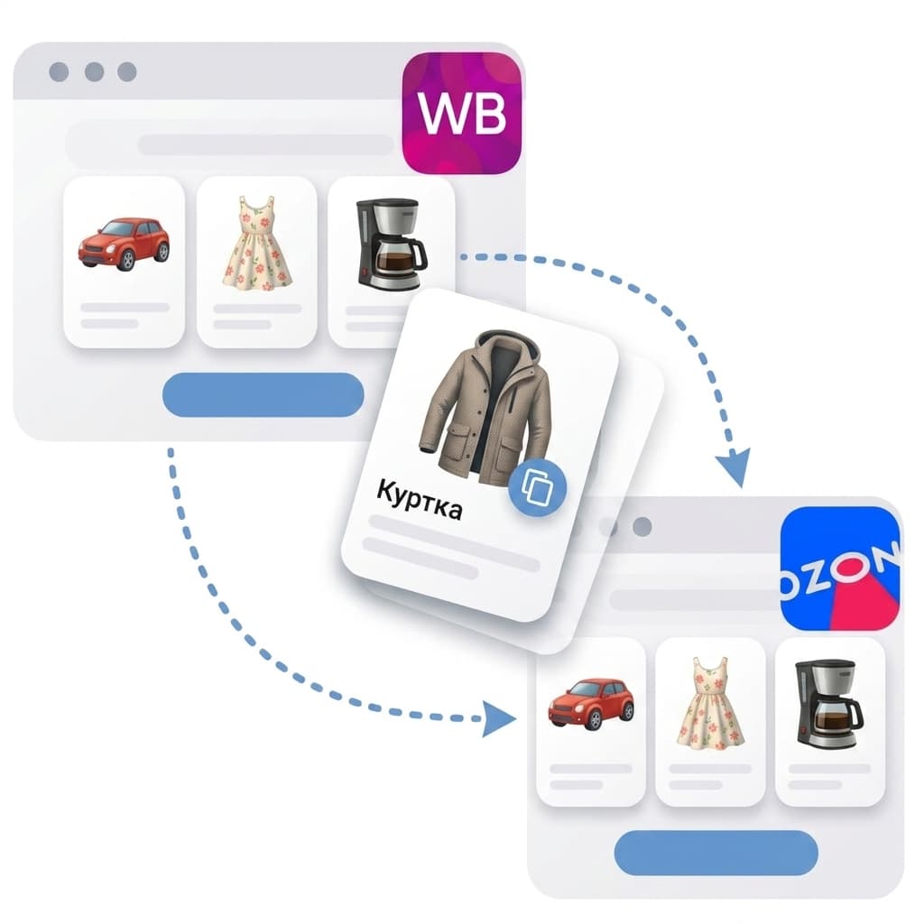 Копирование карточек товаров на маркетплейсах